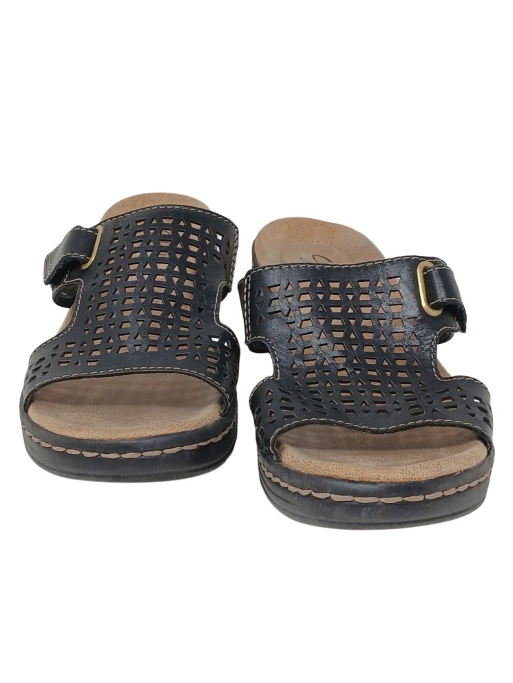 Clarks Womens 6 EU 36 Hayla Samoa Black Wedge Sandal Adj Strap Comfort #2-6 - Picture 4 of 13